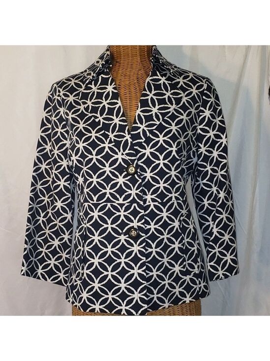 Rafaella Jackets & Blazers - LIKE NEW Ladies RAFAELLA Blazer in Navy Blue w/White Circles - M